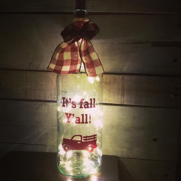 Handmade- ‘It’s Fall Y’all’ wine bottle lantern - Picture 8 of 14